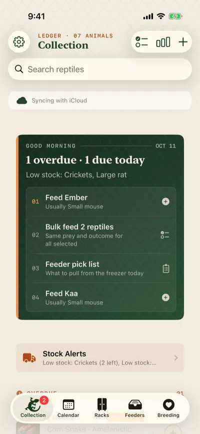 Reptile Rack app screenshot